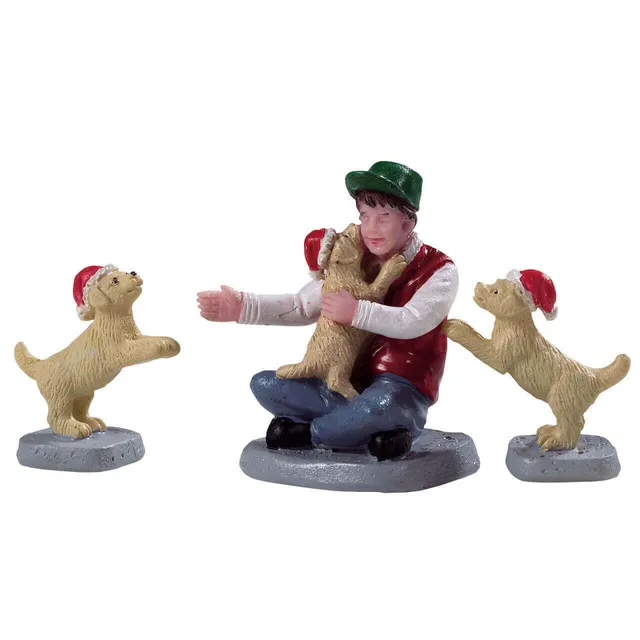lemax-new-puppies-figurine-gar-on-et-chiots-de-no-l image 1