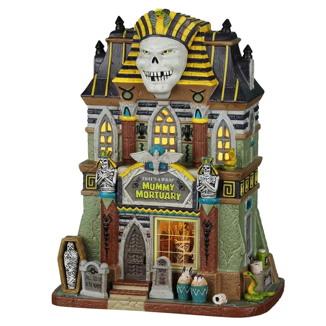lemax-spooky-town-that-s-a-wrap-mummy-mortuary-b-timent-miniature-lumineux image 1
