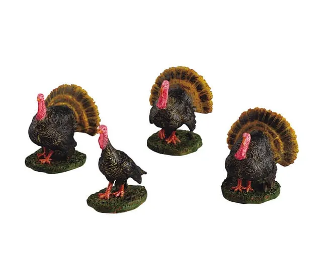 lemax-gobbling-turkeys-figurines-dindons-miniatures image 1