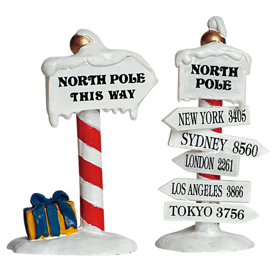 lemax-north-pole-signs-lot-de-2-panneaux-miniatures image 1