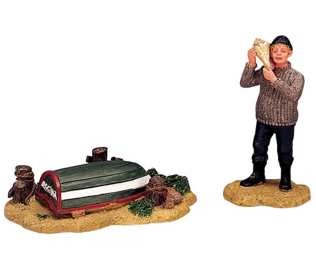 lemax-listening-for-the-ocean-old-rowboat-figurine-miniature-bord-de-mer image 1