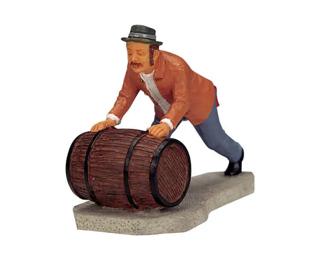 lemax-pushing-barrel-figurine-miniature-de-collection image 1