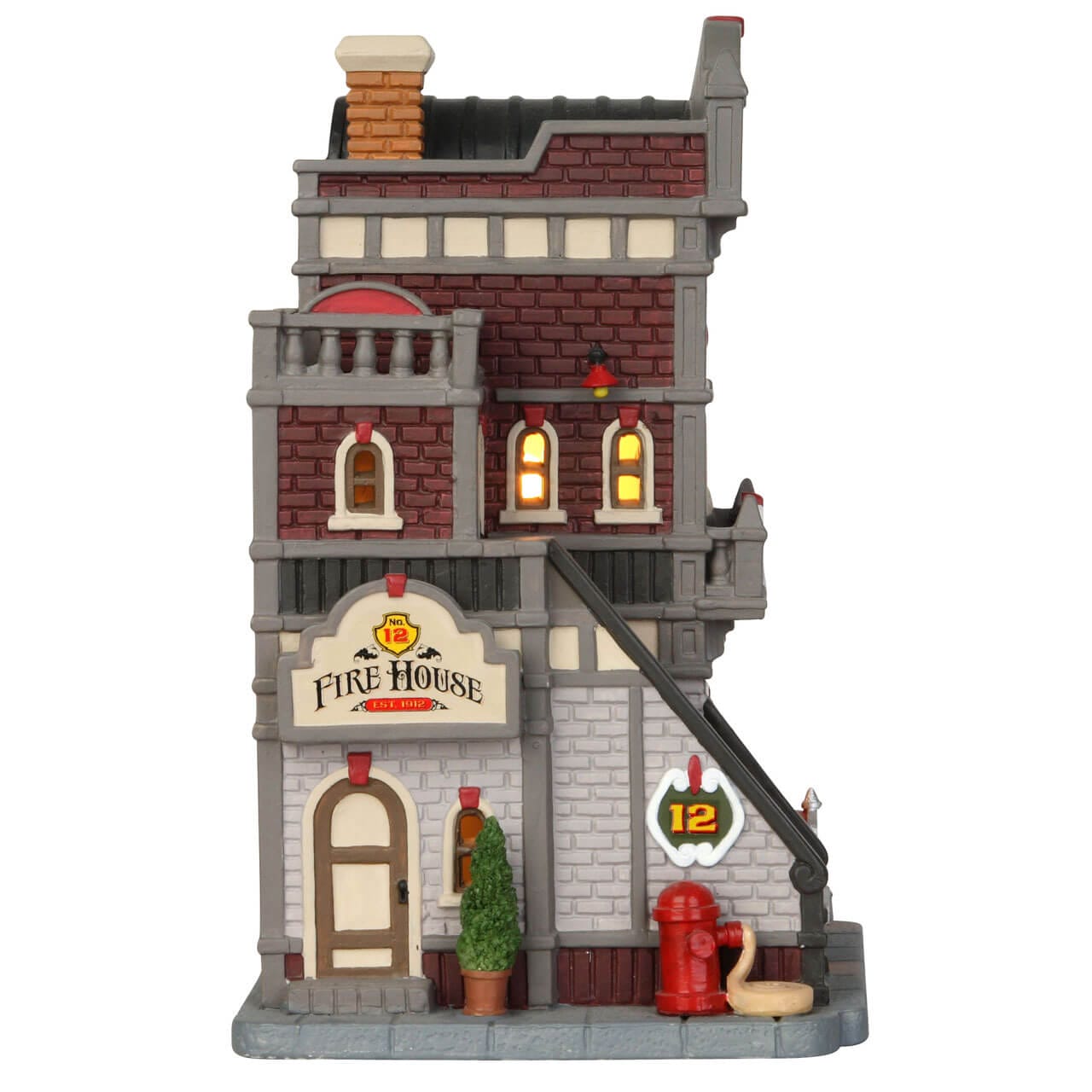 lemax-fire-house-no-12-caserne-de-pompiers-miniature-illumin-e image 2