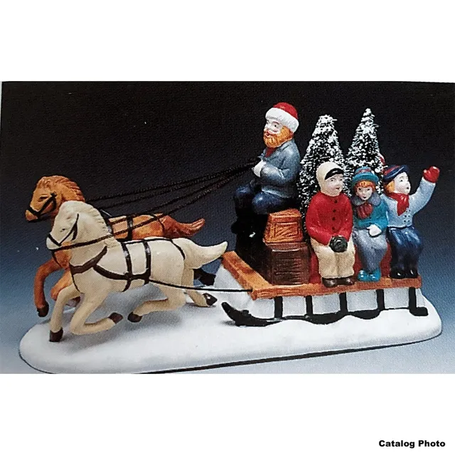 lemax-country-sleigh-ride-tra-neau-champ-tre-figurine-village-miniature image 1