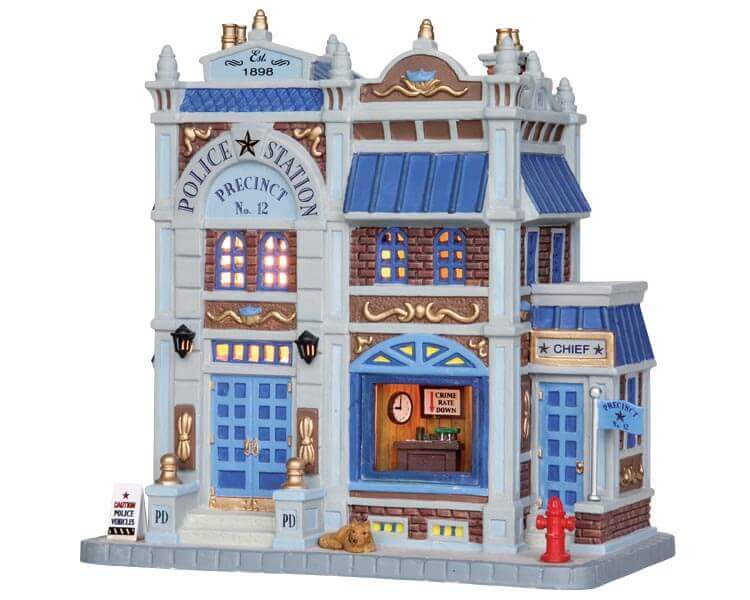 lemax-police-station-precinct-no-12-b-timent-miniature-de-village-illumin image 1