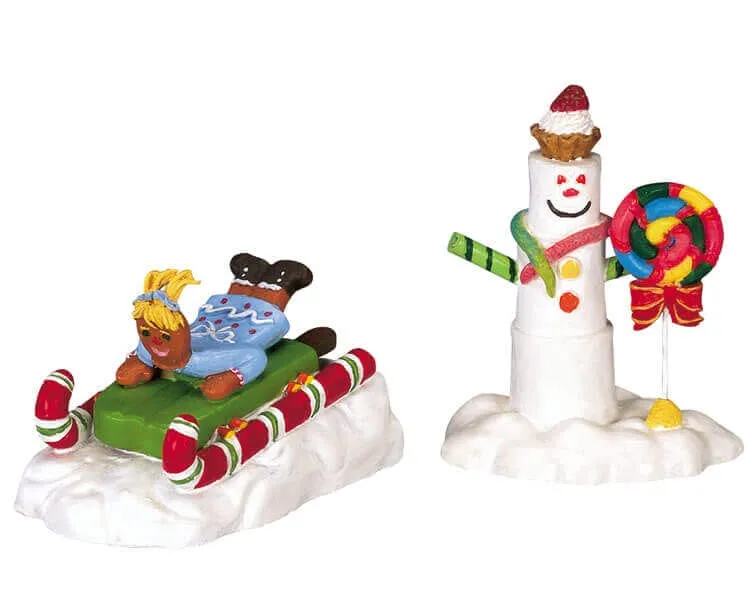 lemax-sledding-snowman-figurine-miniature-de-collection-sugar-n-spice image 1