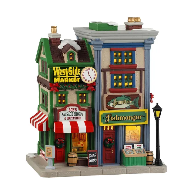 lemax-west-side-market-shops-march-miniature-caddington image 1