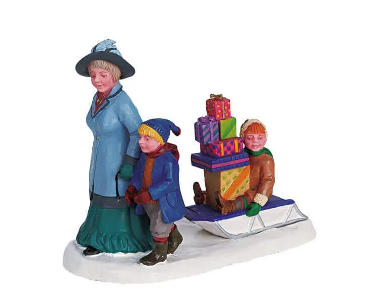 lemax-shoppers-sled-figurine-miniature-luge-shopping-no-l image 1