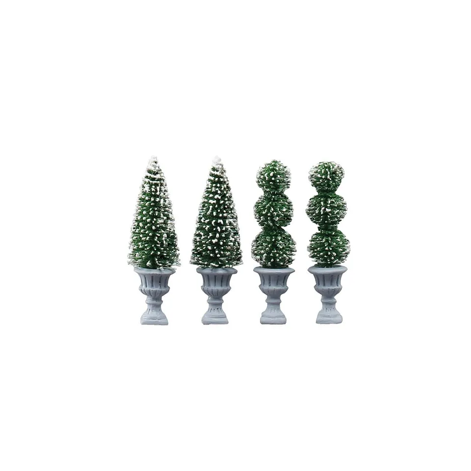 lemax-cone-shaped-sculpted-topiaries-set-of-4-accessoires-village image 1