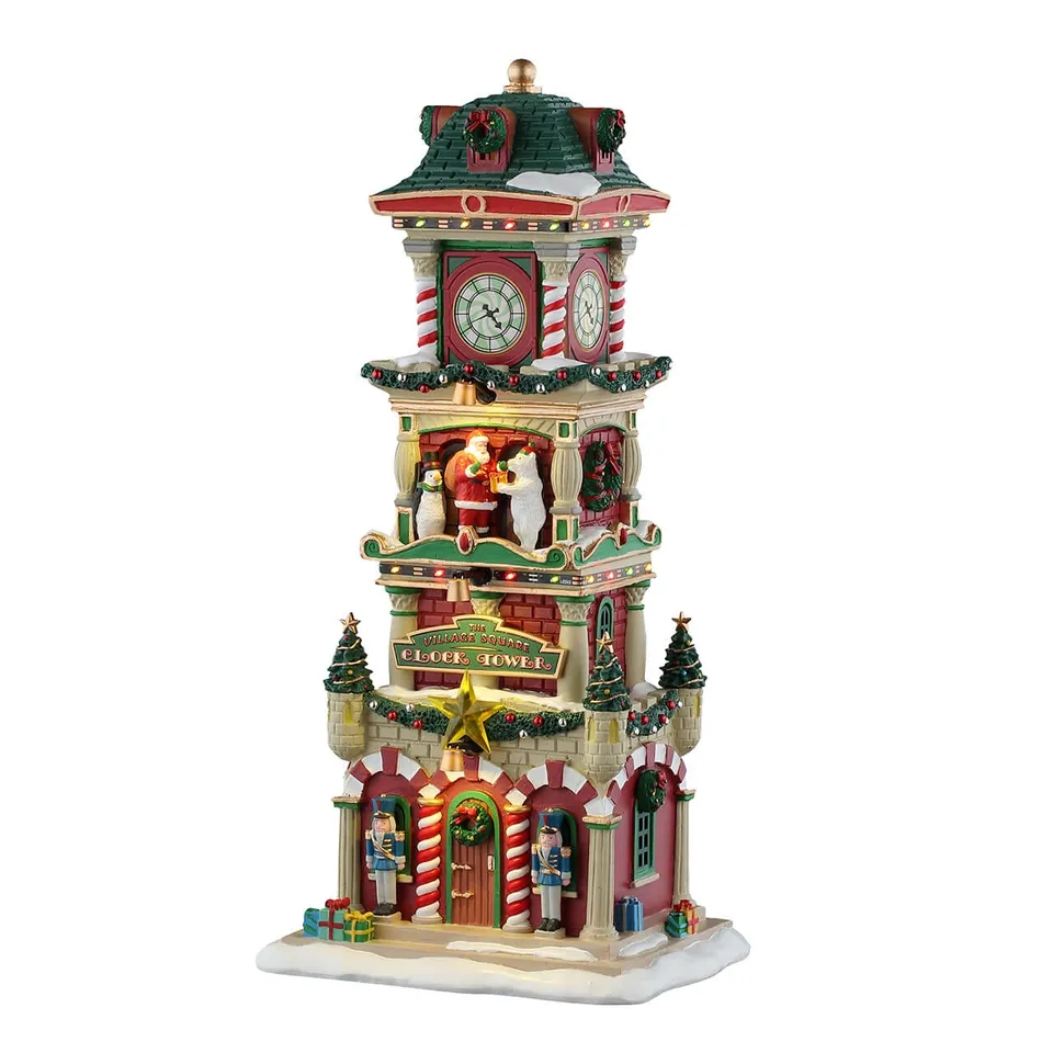 lemax-the-village-square-clock-tower-tour-horloge-miniature-santa-s-wonderland image 1