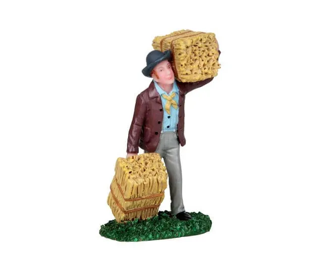 lemax-hauling-hay-figurine-miniature-village-de-collection image 1