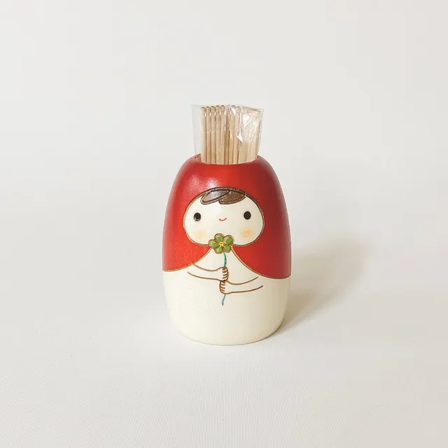 usaburo-kokeshi-honnori-porte-cure-dents-petit-chaperon-rouge-58x58x75mm image 1