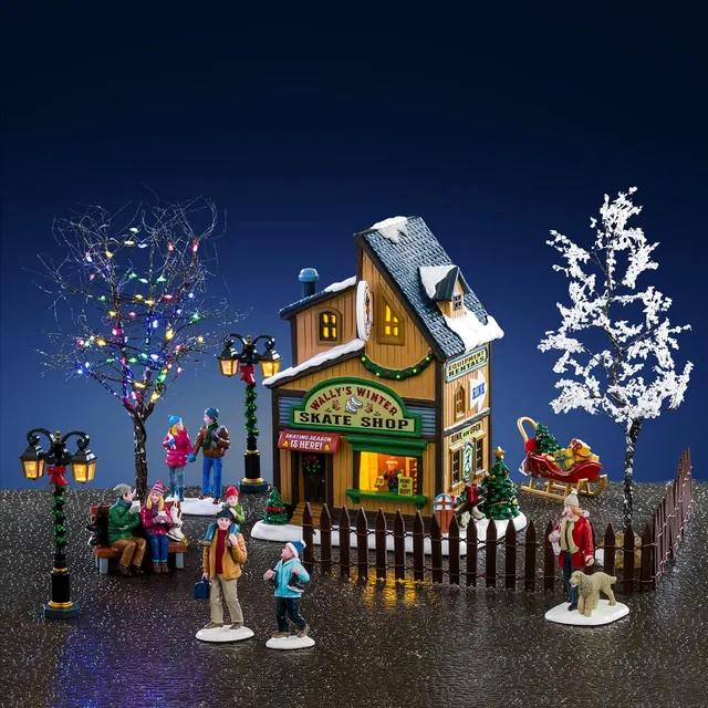 lemax-wally-s-winter-skate-shop-set-boutique-de-patins-lumineuse-vail-village image 1
