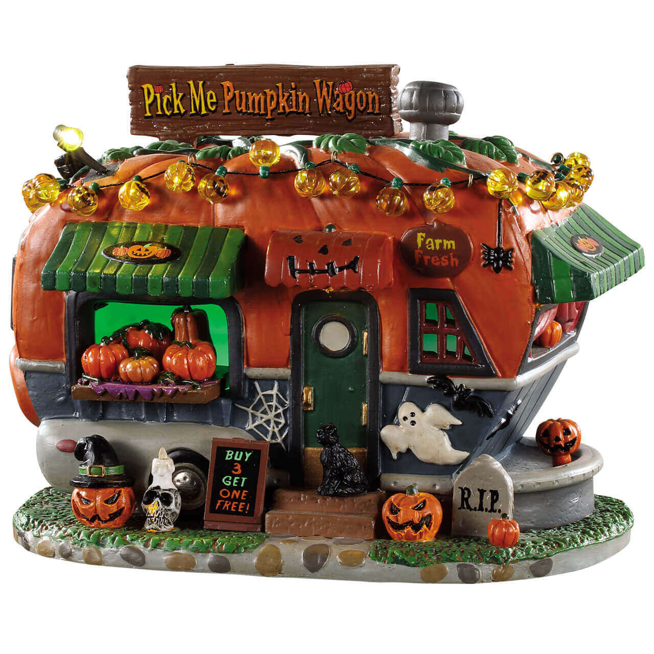 lemax-pick-me-pumpkin-wagon-remorque-halloween-lumineuse image 1