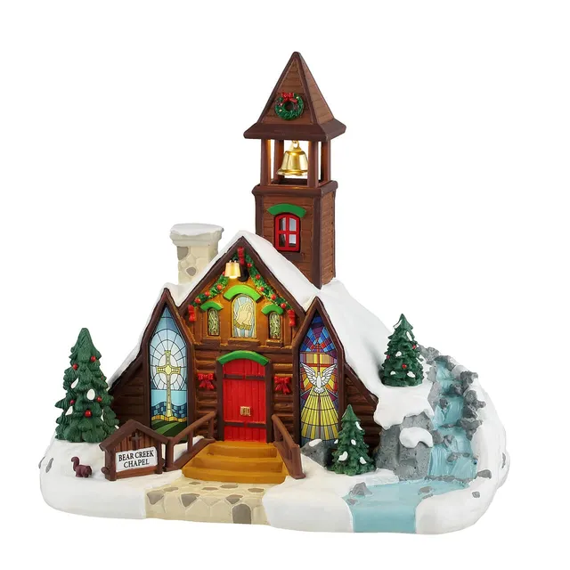 lemax-bear-creek-chapel-chapelle-miniature-lumineuse-vail-village image 1