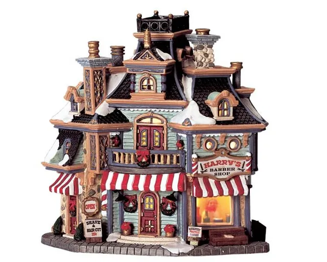 lemax-harry-s-barber-shop-b-timent-miniature-de-collection image 1