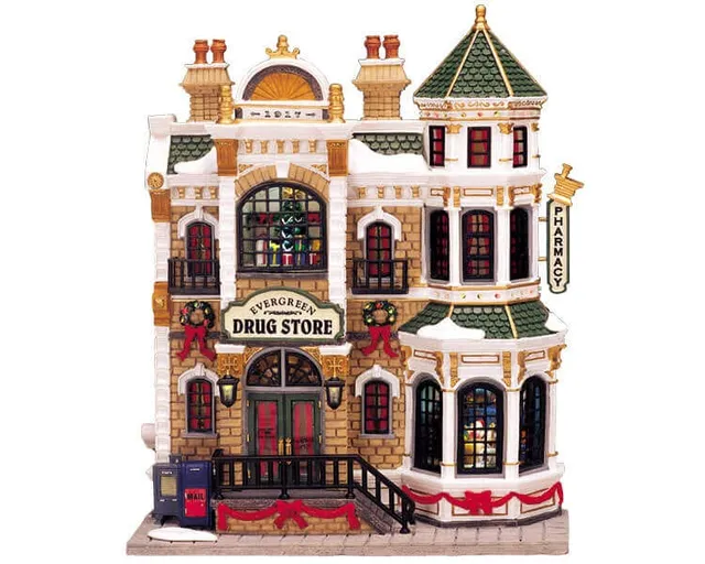lemax-evergreen-drug-store-boutique-miniature-de-village image 1