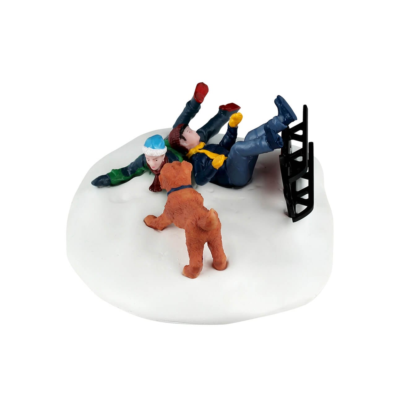 lemax-winter-wipeout-figurine-village-miniature-tra-neau-enfants-et-chien image 3