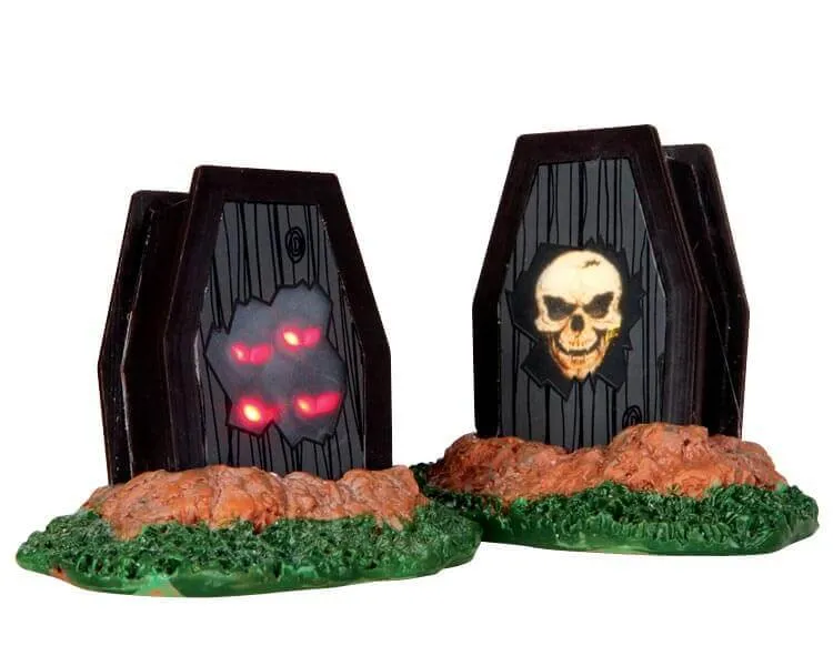 lemax-light-up-coffins-spooky-town-cercueils-lumineux-miniatures image 1