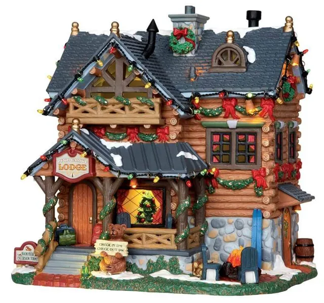 lemax-pine-grove-lodge-chalet-miniature-feu-de-camp image 1