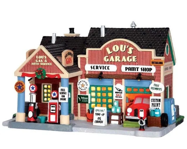 lemax-lou-s-garage-b-timent-miniature-de-collection image 1