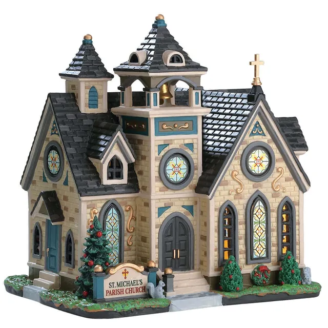 lemax-st-michael-s-parish-church-glise-miniature-lumineuse-de-village image 1