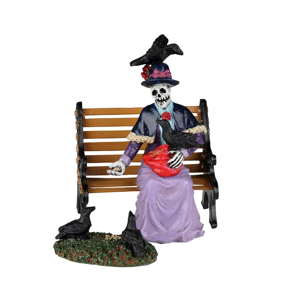 lemax-feeding-the-birds-figurine-squelette-aux-corbeaux-spooky-town image 1