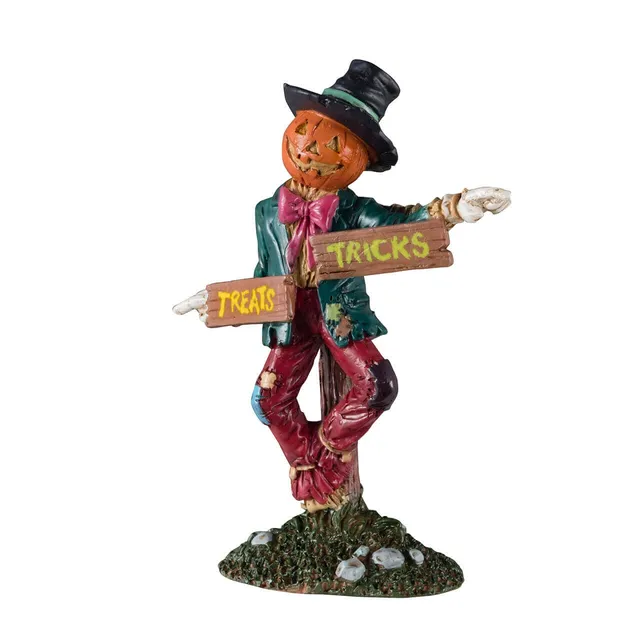 lemax-scarecrow-signpost-pouvantail-miniature-spooky-town-de-collection image 1