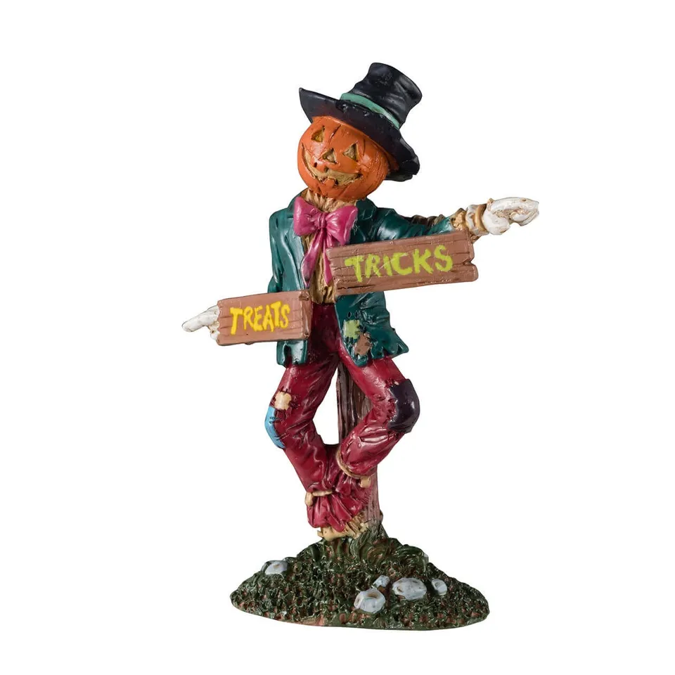 lemax-scarecrow-signpost-pouvantail-miniature-spooky-town-de-collection image 1