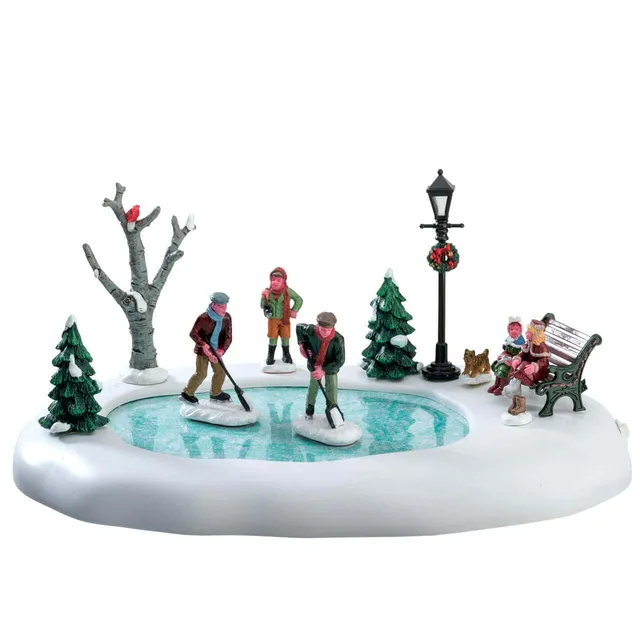 lemax-clearing-the-ice-figurines-miniature-patineurs-sur-glace image 1