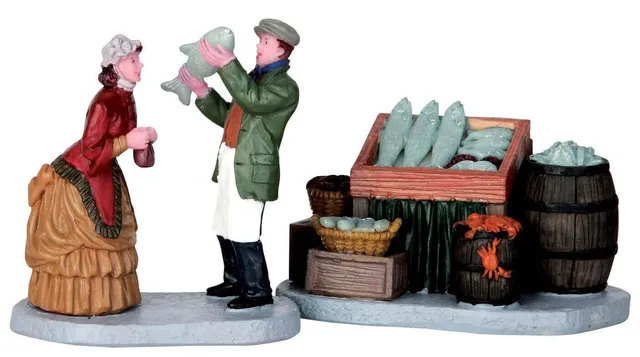 lemax-fish-market-set-of-2-accessoires-miniatures-de-collection image 1