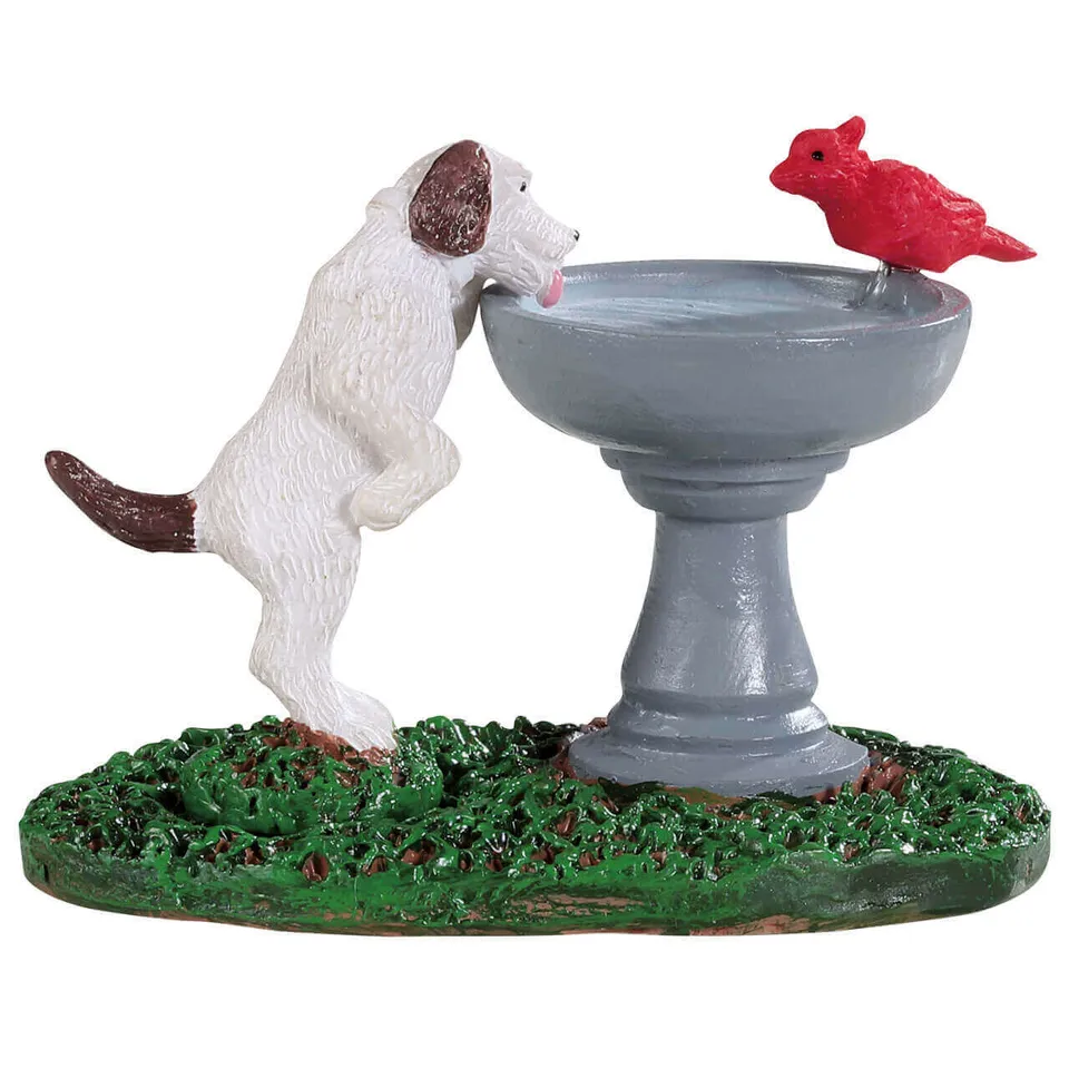lemax-bird-bath-dog-fountain-fontaine-miniature-chiens image 1