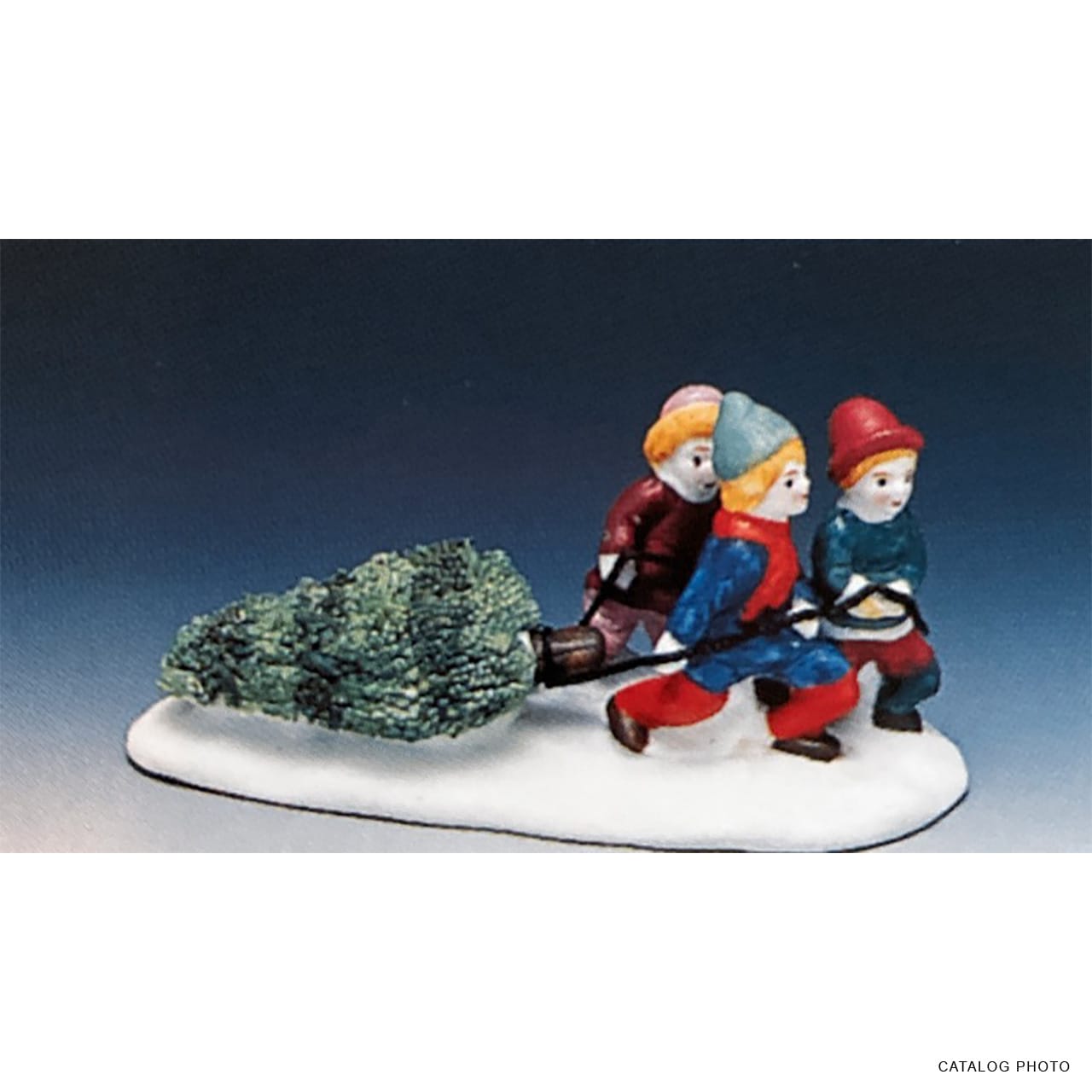 lemax-children-dragging-tree-figurine-miniature-enfants-au-sapin image 1