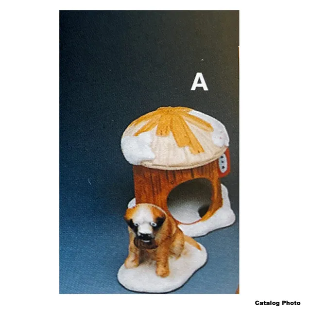 lemax-dog-house-and-st-bernard-niche-et-saint-bernard-miniature image 1