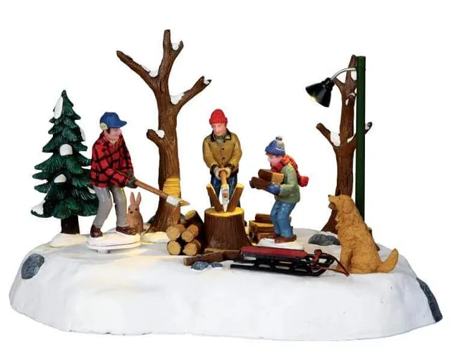lemax-getting-wood-for-the-cabin-miniature-b-cherons-hiver image 1