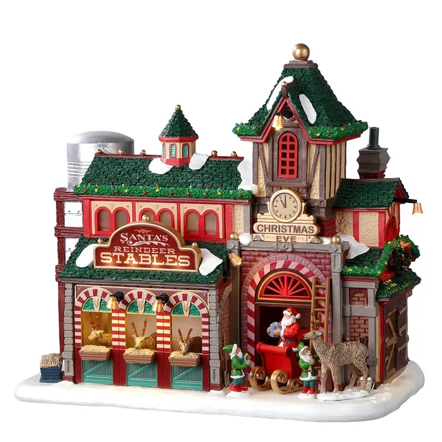 lemax-santa-s-reindeer-stables-b-timent-miniature-curie-de-rennes image 1