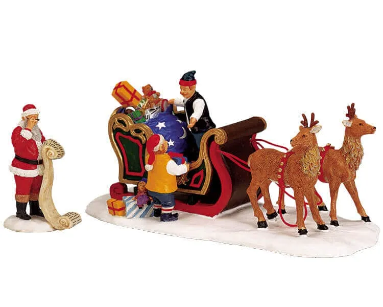 lemax-loading-up-santa-s-sleigh-accessoire-tra-neau-p-re-no-l-miniature image 1
