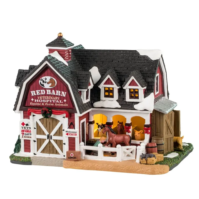 lemax-red-barn-veterinary-hospital-miniature-de-collection-harvest-crossing image 1