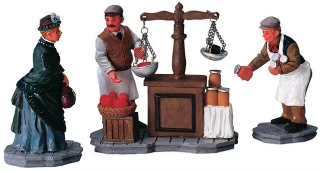 lemax-at-the-market-set-of-3-figurines-miniature-march-lot-de-3 image 1