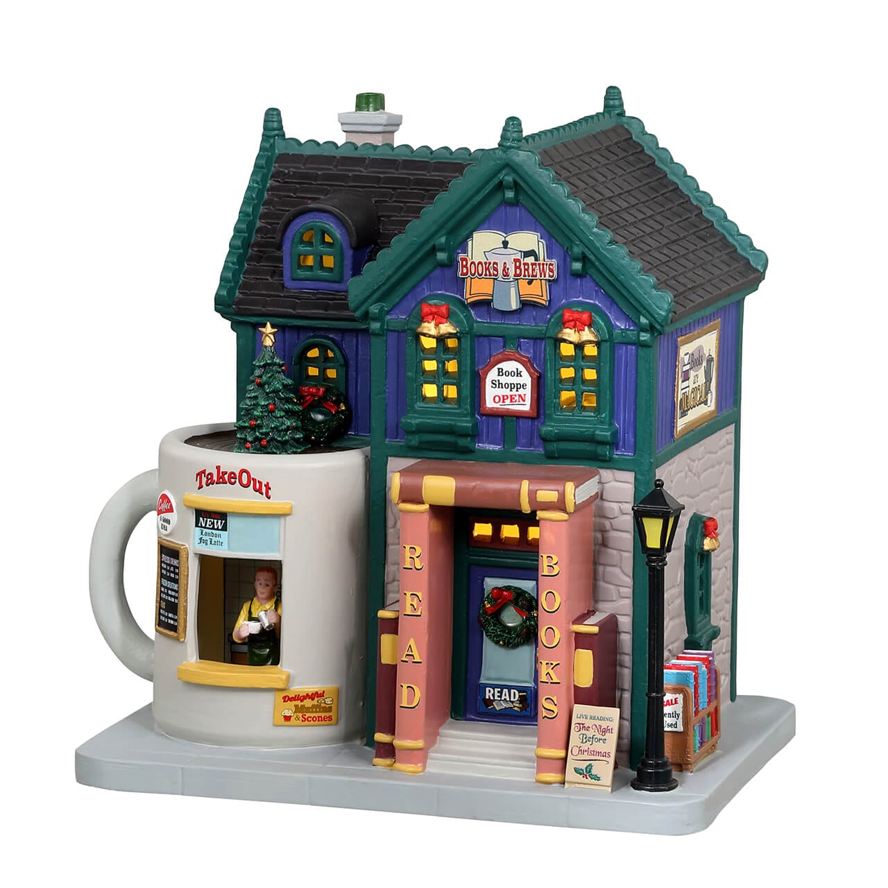 lemax-books-and-brews-caf-caf-miniature-caddington-illumin image 1