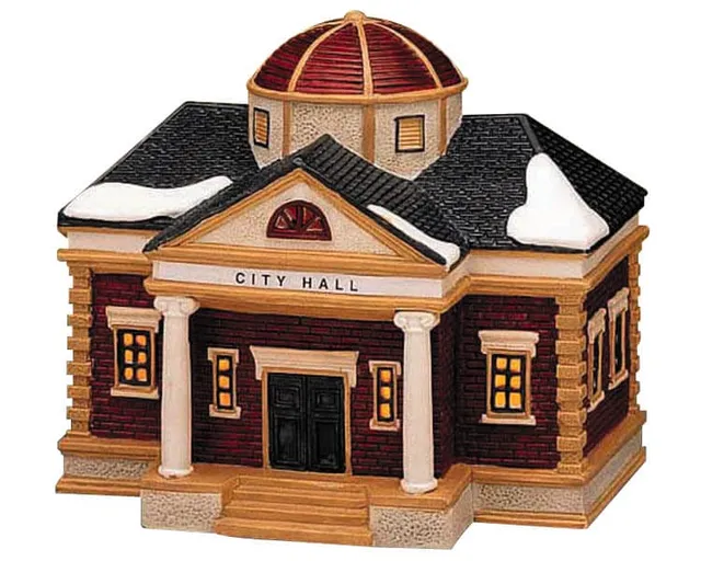 lemax-city-hall-miniature-mairie-de-village-de-collection image 1