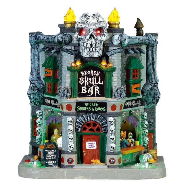 lemax-broken-skull-bar-b-timent-lumineux-spooky-town image 1