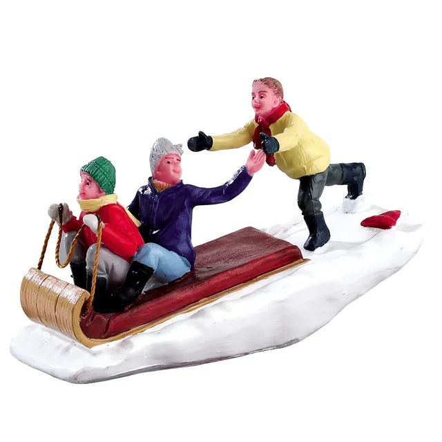 lemax-toboggan-trouble-figurine-luge-d-hiver-vail-village image 1