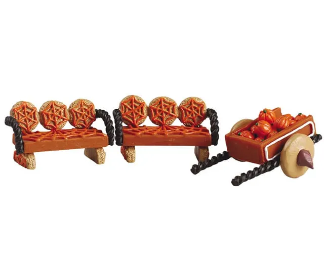 lemax-pumpkin-wagon-benches-chariot-sugar-n-spice image 1