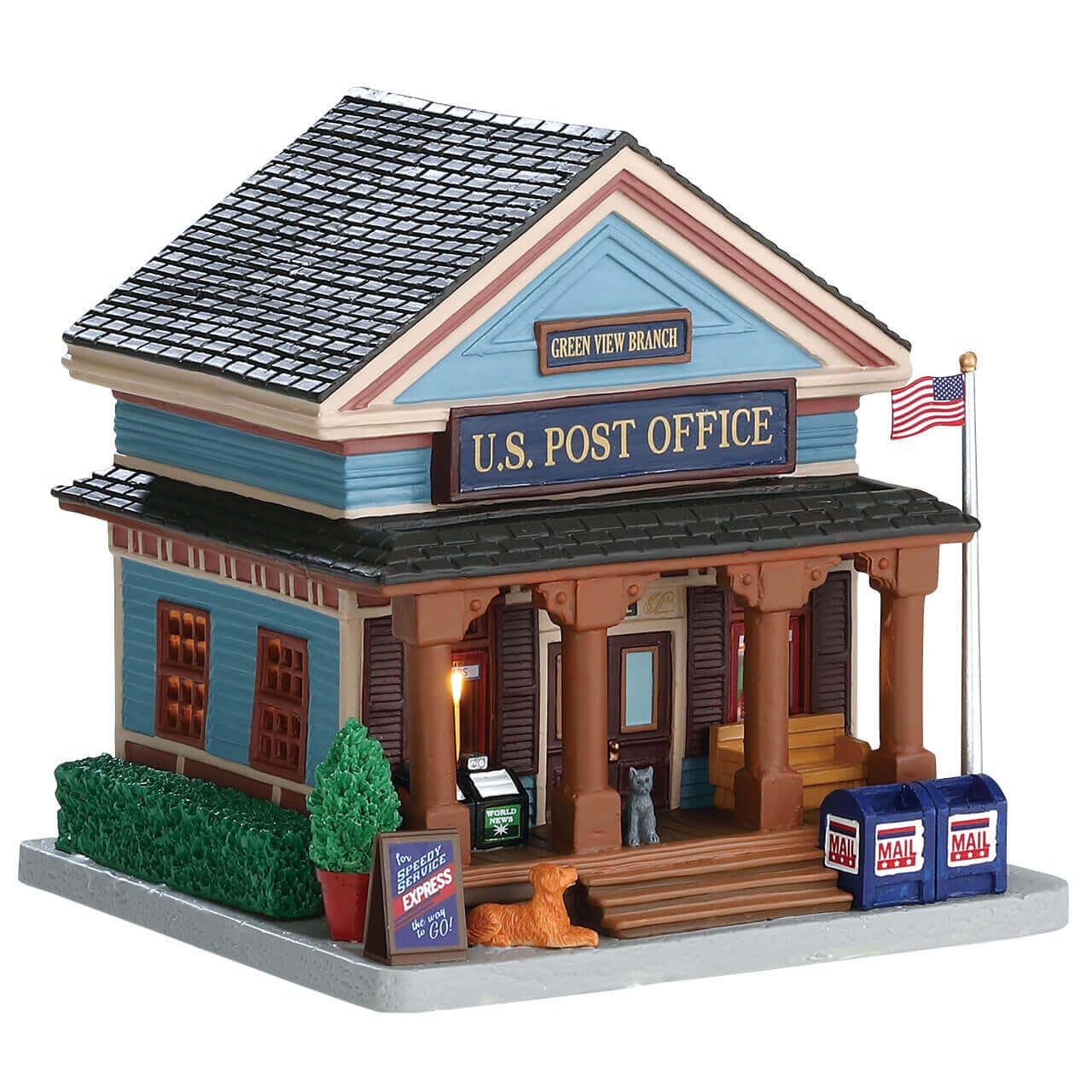 lemax-green-view-post-office-maison-miniature-lumineuse-poste-de-village image 1