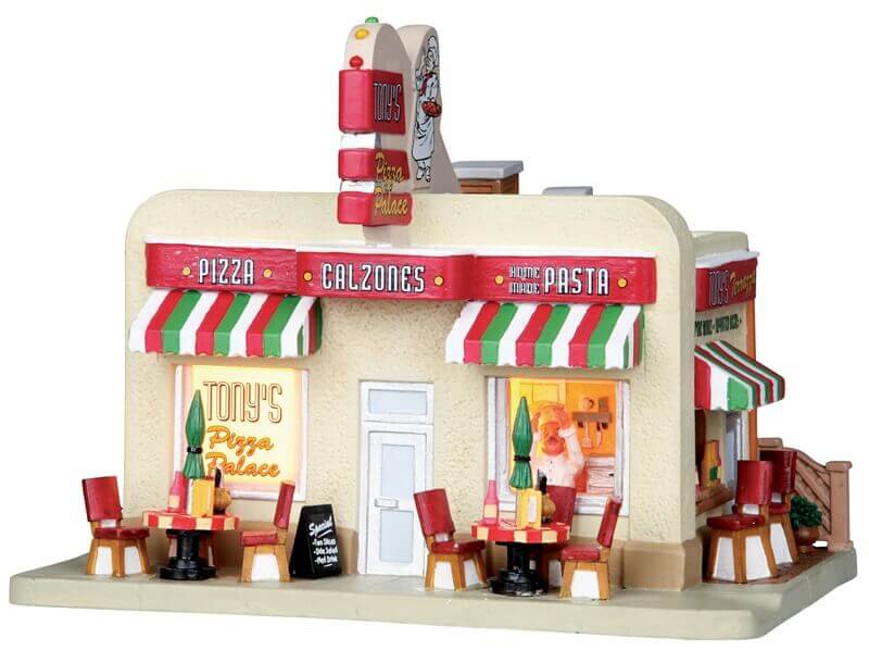 lemax-tony-s-pizza-palace-b-timent-miniature-de-village-anim image 4