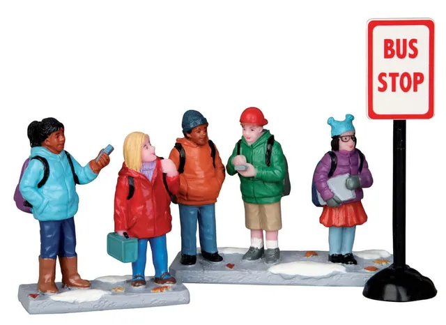 lemax-bus-stop-set-of-3-accessoires-miniatures-village image 1