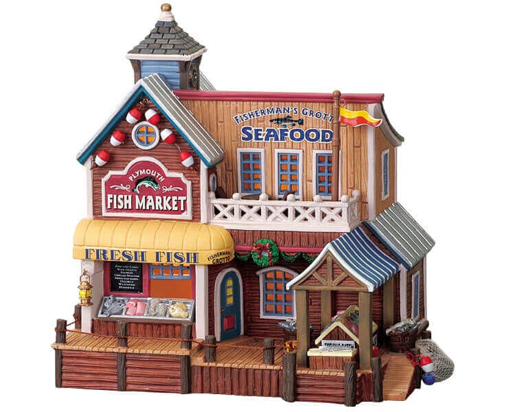 lemax-plymouth-fish-market-maison-miniature-illumin-e-march-aux-poissons image 2