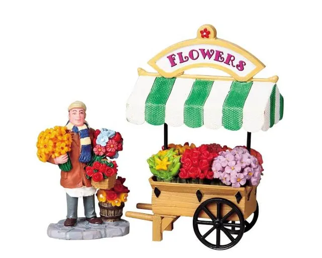 lemax-flower-cart-chariot-fleurs-miniature image 1