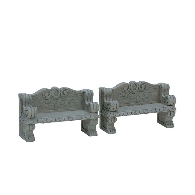 lemax-stone-bench-set-of-2-bancs-miniatures-de-parc image 1